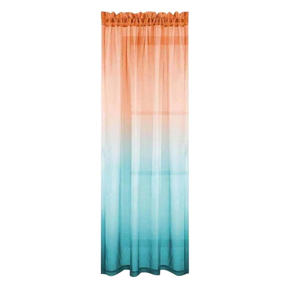 Cozeii Sheer Curtain Panel, Gradient Tulle Window Drape, Light Filtering Valance for Living Room, Bedroom, Balcony Decor, Home Decoration, 78.7X39.4 Inch, Orange Light Blue