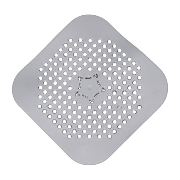Cozeii Shower Drain Cover, Silicone Hair Catcher, Flat Drain Strainer Stopper for Bathroom Floor, Kitchen Sink, Bathtub, Home Drain Protection， 5.51x5.51 Inch, Grey