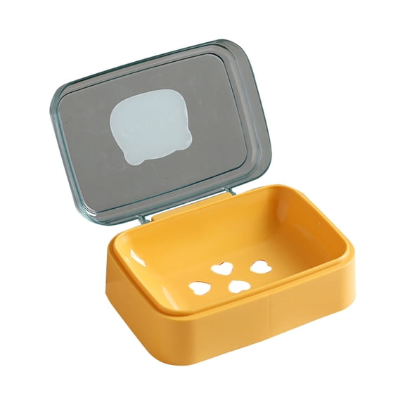 Cozeii Soap Dish with Transparent Lid, Draining Soap Holder for Bathroom Sink Shower, Creative Ins Style Soap Saver Box, Keeps Soap Dry & Clean, 5.5"x3.9"