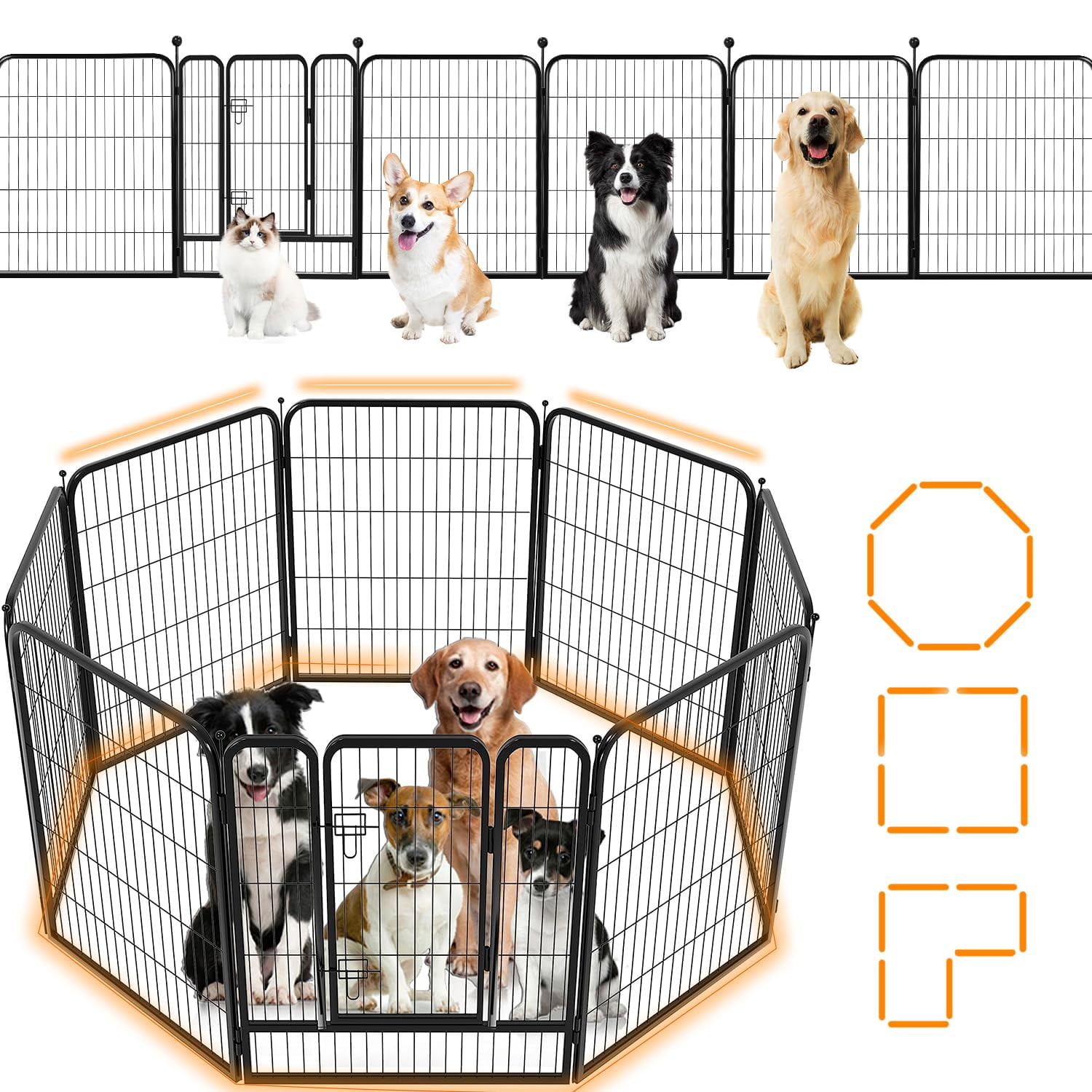 Cozgesto Dog Playpen Puppy Playpen Portable Pet Outdoor Dog Fence Run Barrier for Medium/Large