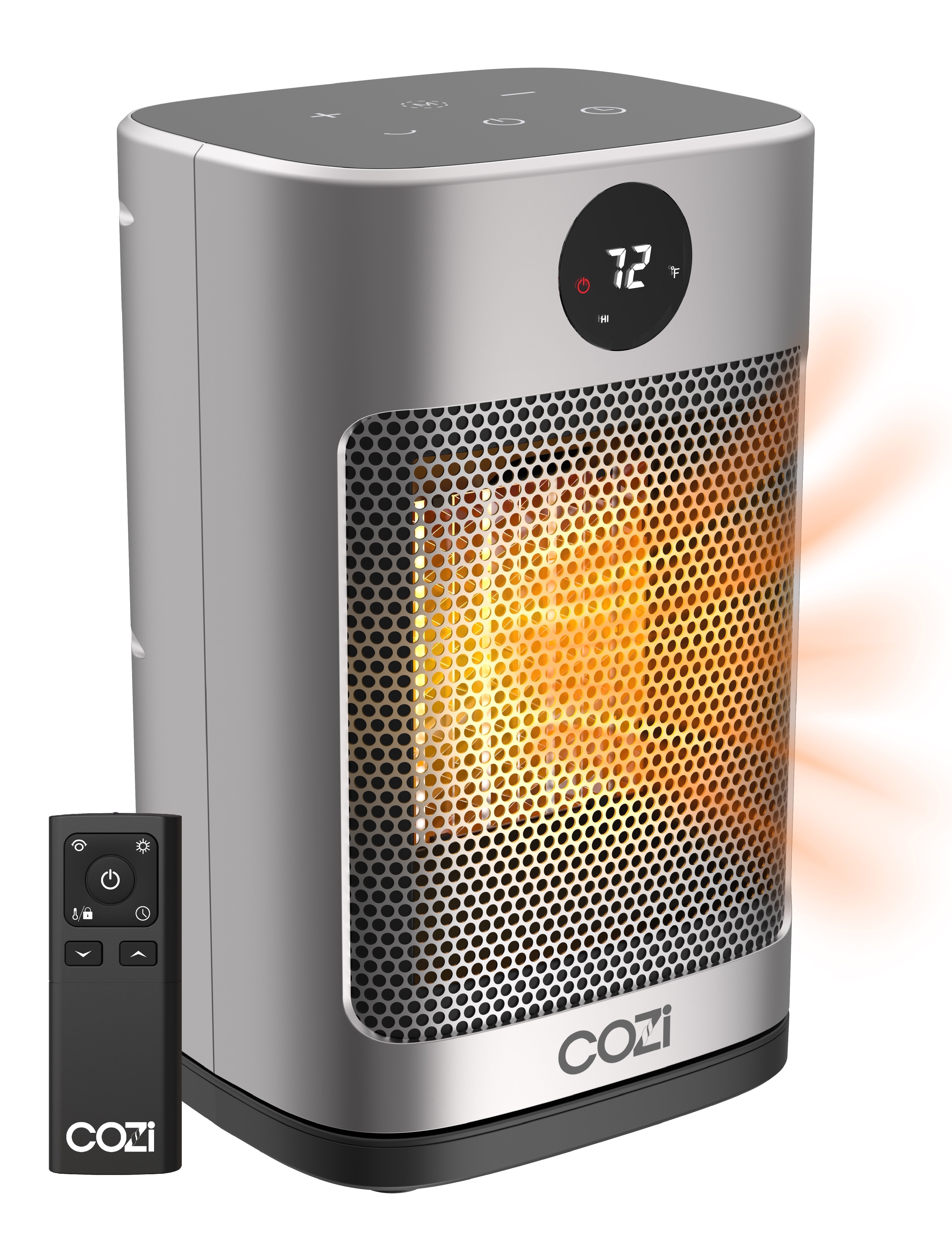 Cozi 10" Oscillating Ceramic Desktop Space Heater With LED Display and Remote Control