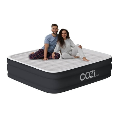 Cozi by Tzumi 20” Air Mattress, Inflatable Bed with Built-In Pump for Camping, Home, & Travel, King Size