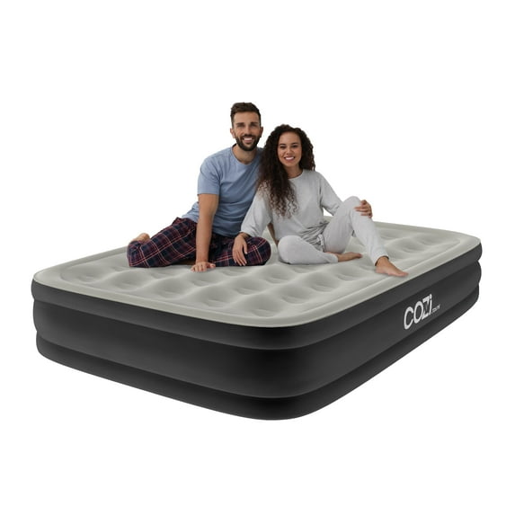 Cozi by Tzumi 13” Air Mattress, Inflatable Bed with Built-In Pump for Camping, Home, & Travel, Queen Size