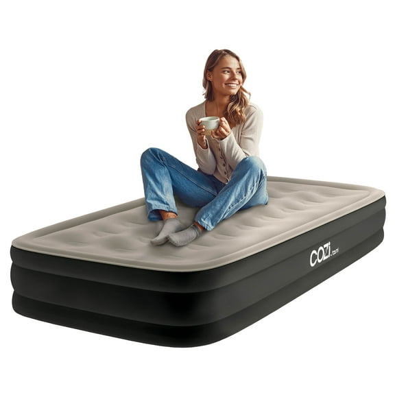 Cozi by Tzumi 13” Air Mattress, Inflatable Bed with Built-In Pump for Camping, Home, & Travel, Twin Size