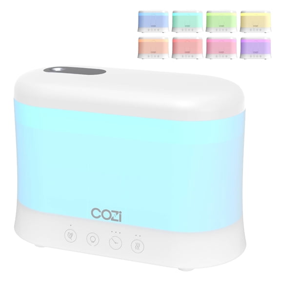 Cozi by Tzumi Cool Mist Humidifier and Aroma Diffuser with LED Lights, Room Humidifier for Bedroom and Home Office