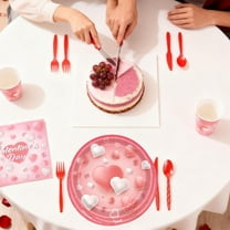 Cozilinen 24-Pack Valentine's Day Party Plates, Disposable Dinnerware Set for Holiday Decorations, Celebrations & Gifts