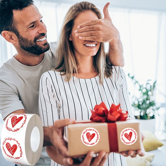 Cozilinen 500 Pcs 1.5 Inch Heart Shaped Valentine's Day Stickers for Crafts, Scrapbooking, Gift Wrapping & Decoration, Adhesive Paper Stickers Roll