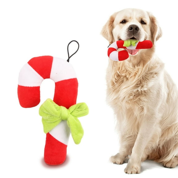 Cozilinen Christmas Crutch Squeaky Toy for Dogs, Interactive Noise Making Chew Toy, Durable Pet Chew Toys for Medium Large Dogs, Fun Holiday Dog Toy Christmas Gift