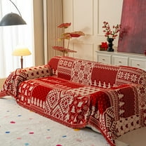 Cozilinen Christmas Tree Pattern Sofa Cover Protector, Soft Decorative Blanket for Furniture, Reversible Washable Polyester Stretchable Slipcover for Couch, Chair, Loveseat, Futon