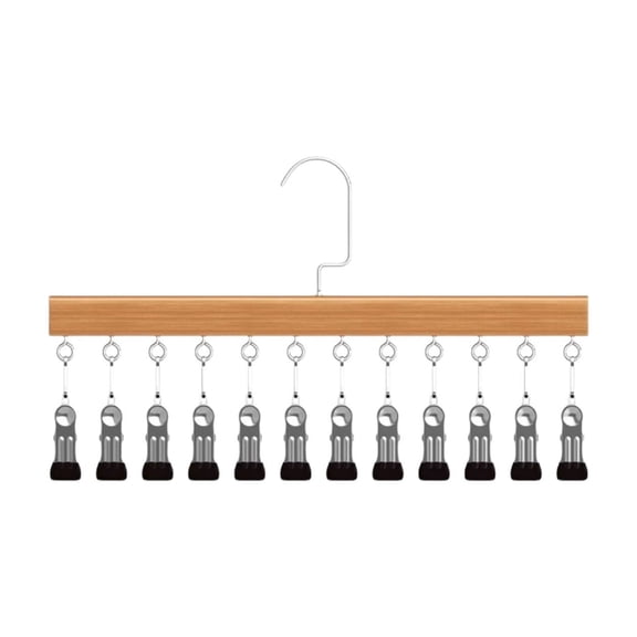 Cozilinen Clothesline Sock Rack with 12 Clips, Stainless Steel Drying Hanger, Space-Saving Clip Hanger for Socks Underwear Towels, Tool-Free Hanging Storage(A