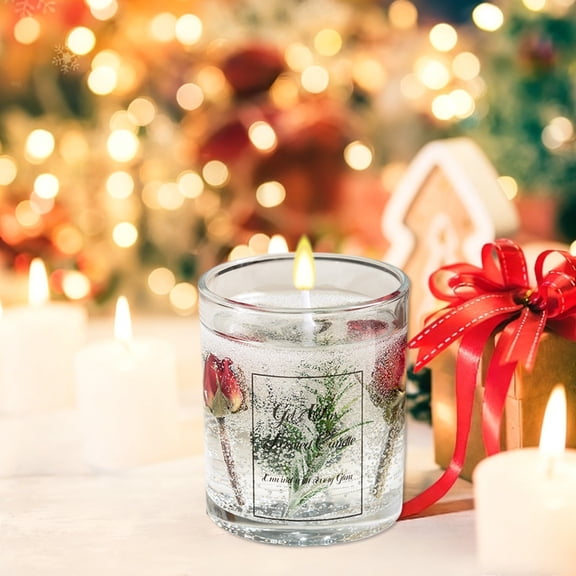 Cozilinen Dried Flower Aromatherapy Candle with Glitter, Glass Jar Home Decor Gift for Relaxation, Sleep, Christmas and Holiday Ambiance