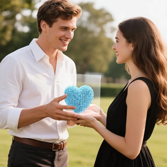 Cozilinen Eternal Foam Rose Heart Gift Box, 3D Floral Arrangement in Protective Case, Romantic Valentine's Day Gift, Home Desktop Decor