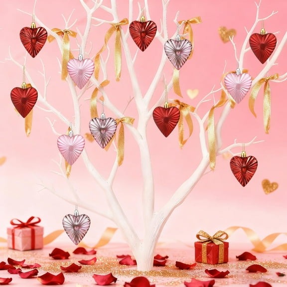 Cozilinen Valentine's Day Alien Hanging Pendant Decor Set, Plastic Heart Ornaments for Indoor Party Festival Home Decoration Gift