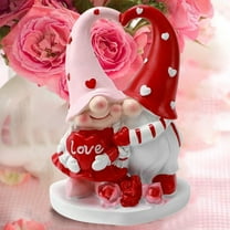 Cozilinen Valentines Day Gnome Figurine Decor, Romantic Heart & Rose Resin Tabletop Ornament for Home, Office, Party Decoration