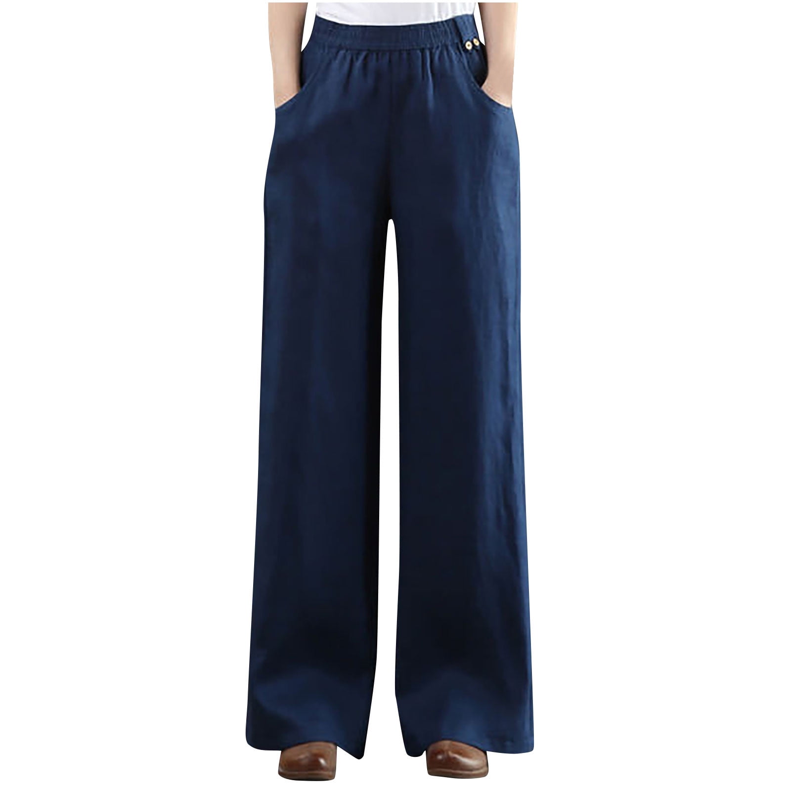 Cozirly Wide Leg Stretchy Pants for Women Beachy Pants Big And Tall Linen Pants Women