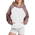 Cozirly Women's Hooded Outdoor Sweatshirts Color Block Hoodies Fall