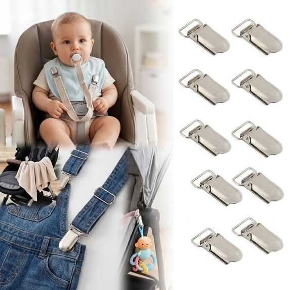 Coziro 10-Pack Metal Pacifier Clips Duckbill Suspender Clamps with ...