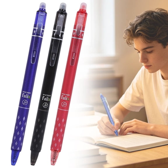 Coziro Friction Falix Retractable Erasable Gel Pen, Smooth 0.7mm Red Ink with Rubber Eraser, Fine Point Pen for Editing, Proofreading & Grading, 1 Count