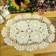 thumbnail image 1 of Coziro Handmade Crochet Lace Doily Table Placemat, White Washable Woven Round Dining Table Mat, Decorative Hollow-Out Centerpiece for Home Kitchen, 1 Pack, 1 of 8