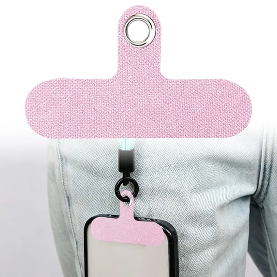 Coziro Universal Phone Lanyard Tether Tab, Durable Woven Fabric Patch with Sturdy Metal Ring, Anti-Lost Crossbody Strap Connector, Pink, 1 Piece