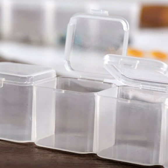 Cozival 28 Grid Plastic Jewelry Storage Box - Adjustable Compartment Organizer - for Beads, Crafts, Earrings Or Pills - Clear Diy Display Case - Stackable & Portable, Adjustable Compartment Organizer