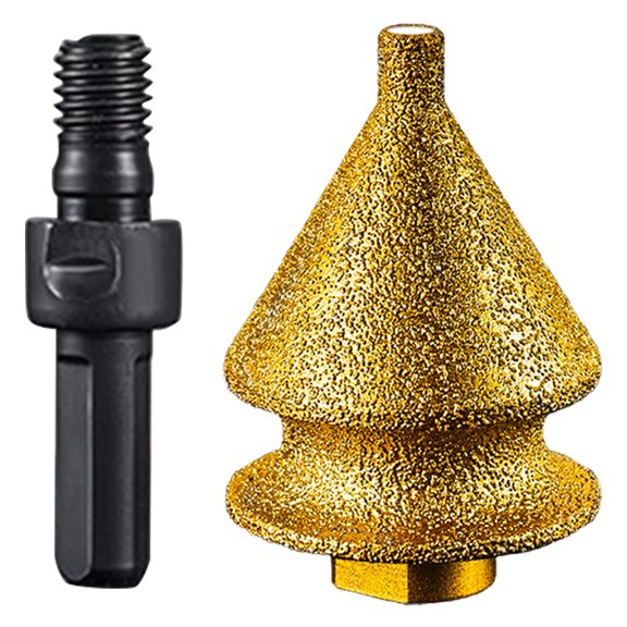 Cozival 4-In-1 Chamfering Bit For Grinder,Multi-Function Brazed Step Drill Bit With Thread Adapter,For Tile Stone Ceramic Marble Glass Edge Beveling,Hole Enlarging & Trimming,Durable For Countertop