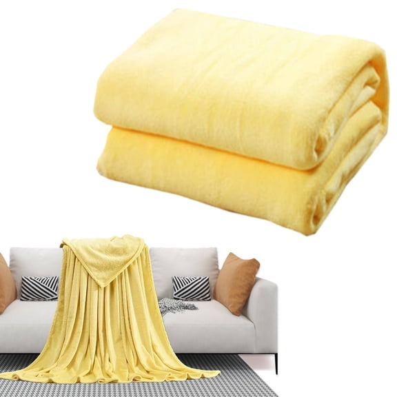 Cozival Ac Bedroom Blanket, Lightweight Fleece Summer Blanket - Air Conditioner Comforter with Soft Microfiber Flannel, Breathable for Bed & Couch, Cooling Microfiber Throw, Yellow