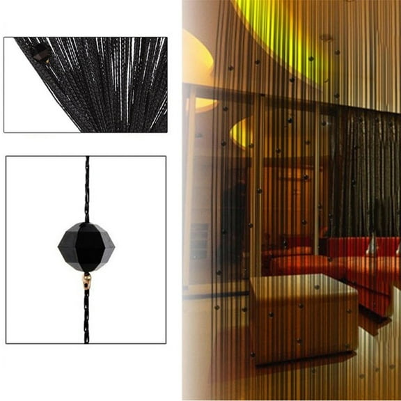 Acrylic Bead Curtain Cozival Acrylic Crystal Bead Curtain - Doorway & Window Tassel Divider with Elegant Design, Decorative Fly Screen for Room Partition, Doorway Partition Screen, Black