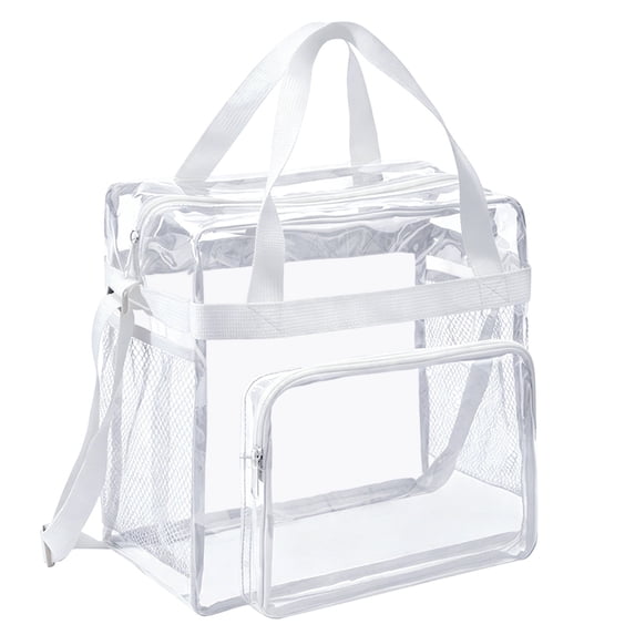 Cozival Clear Tote Bag Stadium Approved, 12x6x12 Inch Transparent Lunch Bag with Shoulder Strap for Work Sports Concerts