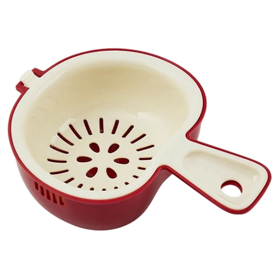 Cozival Cute Double Layer Colander Strainer Bowl, Detachable Small Plastic Fruit Vegetable Washing Basket with Handle and Hanging Hole, BPA Free Food Grade Berry Strainer for Kitchen(Multicolor)