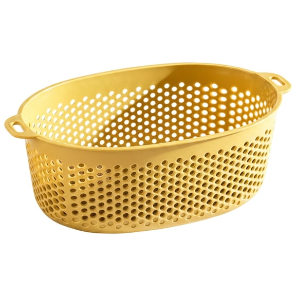 Cozival Deep Oval Plastic Colander with Double Handles, Thickened PP Strainer Basket for Vegetables Fruits Pasta, BPA Free Dishwasher Safe Kitchen Colander (Multicolor)