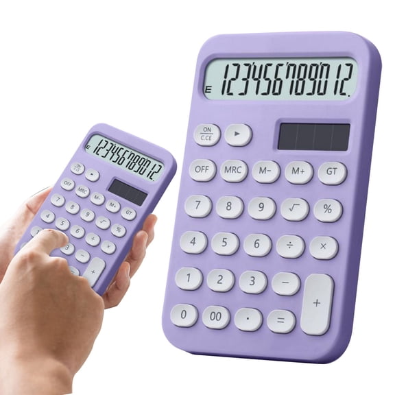 Cozival Desktop Calculator, 12-Digit Solar and Battery Dual Power with Large LCD Display, for Office and Home, Purple