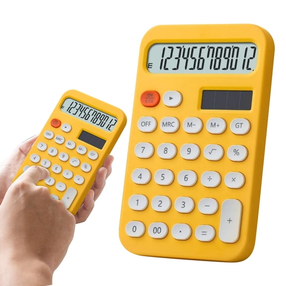 Cozival Desktop Calculator, 13-Digit Solar and Battery Dual Power with Large LCD Display, for Office and Home,Yellow