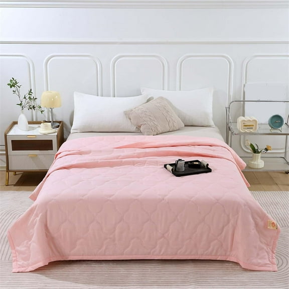 Cozival Double-Sided Cooling Summer Comforter - Ventilated Washed Cotton Blanket for Hot Sleepers - Skin-Friendly & Breathable Design - Ideal for Bedroom, Guest Room & Air-Conditioned Spaces, Pink
