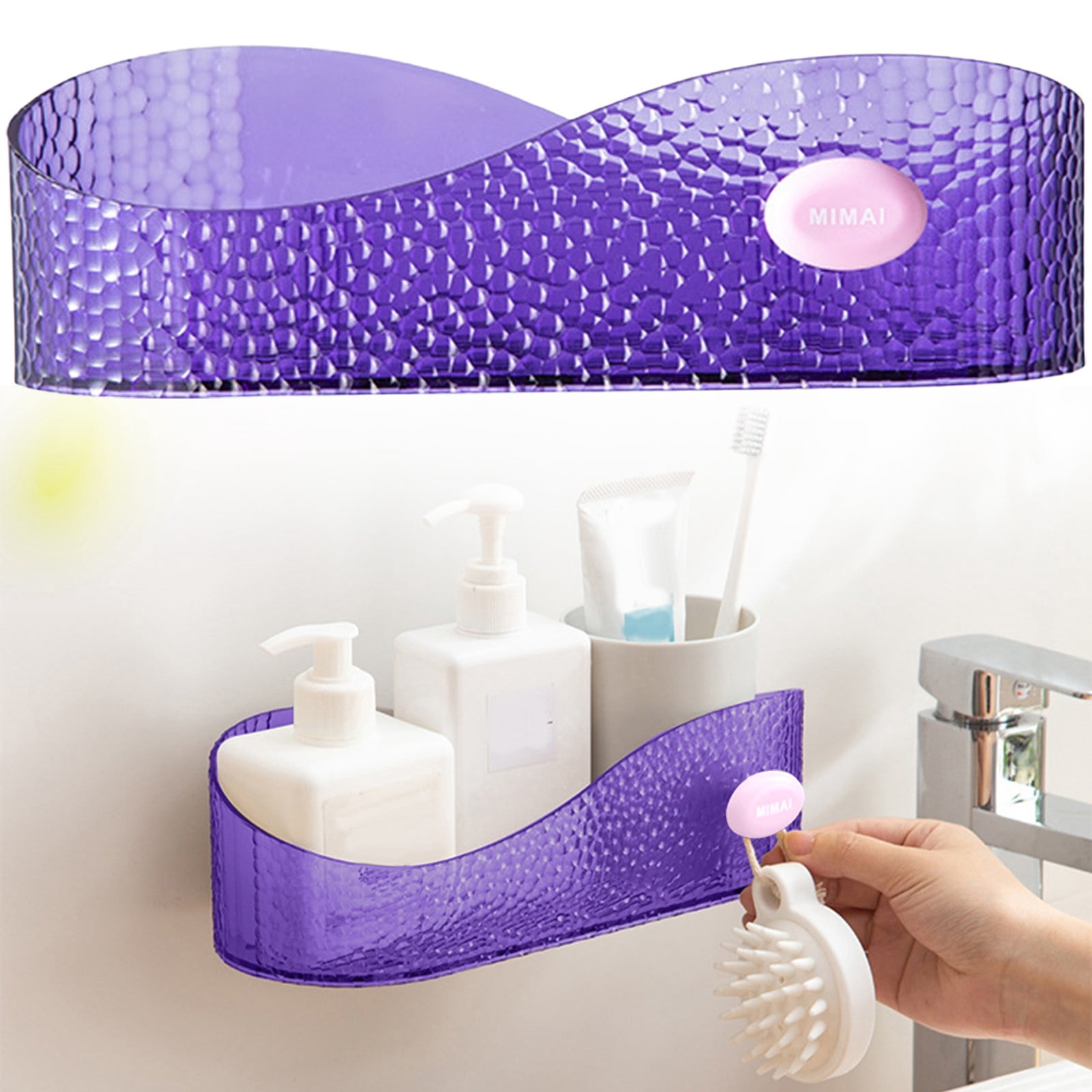 Cozival No Drill Shower Organizer, Adhesive Wall-Mounted Bathroom Shelf ...