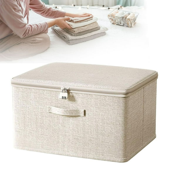 Cozival Fabric Storage Box, Lockable Fabric Storage Box with Lid - Secure Organizer for Clothes, Toys, Documents, and Valuables, Stackable Bin, Lockable Organizer