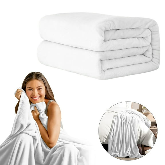 Cozival Flannel Throw, Microfiber Flannel Blanket - Soft & Lightweight Air Conditioner Comforter for Bed Or Couch, Breathable Fabric for All Seasons, Soft Air Conditioner Blanket, White