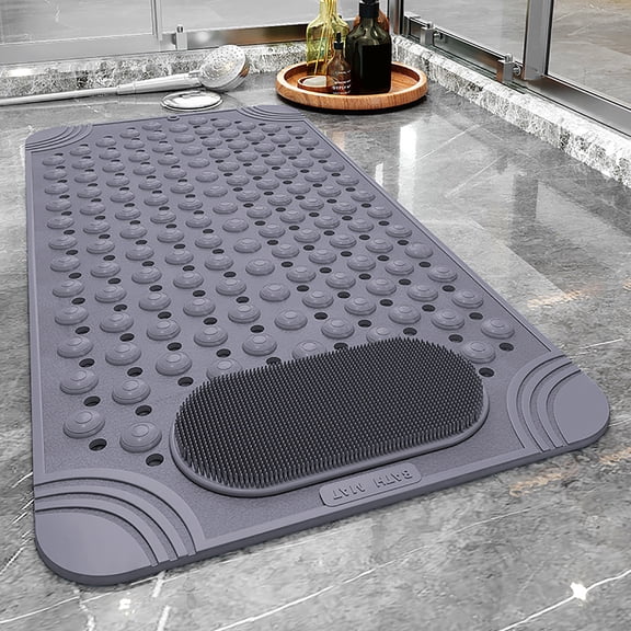 Cozival Foot Scrubber Shower Mat with Pumice Stone - Bathtub Mat with Anti-Slip Suction Cups & Drain Holes - Helps Exfoliate Dead Skin & Massage Feet - for Daily Shower Use, Bathtub Anti Slip Mat