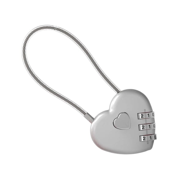 Cozival Heart Combination Lock, 3 Digit Resettable Cable Padlock with Alloy Body, Flexible Security Lock for Luggage Suitcase Gym Locker Backpack