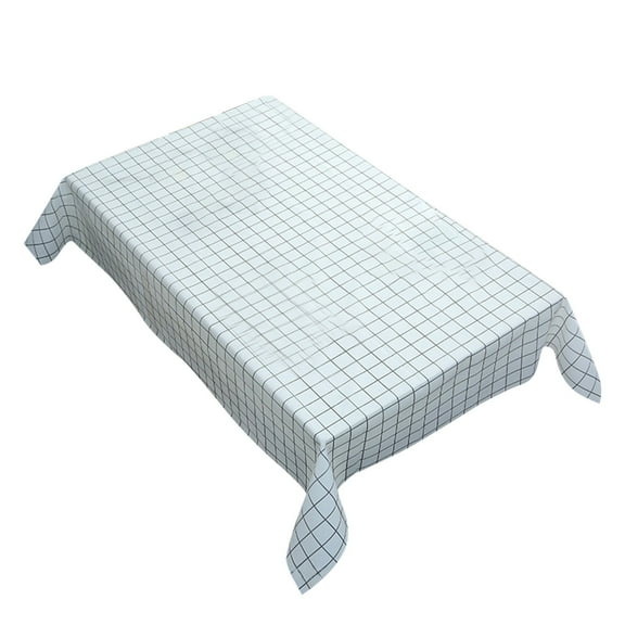 Cozival Heavy Weight Pvc Vinyl Tablecloth, Square Wipe-Clean Oil Proof and Stain Resistant Table Cover, Plaid Pattern for Kitchen Table, Heat Resistant and Waterproof, Wipe Clean Table Cover, White