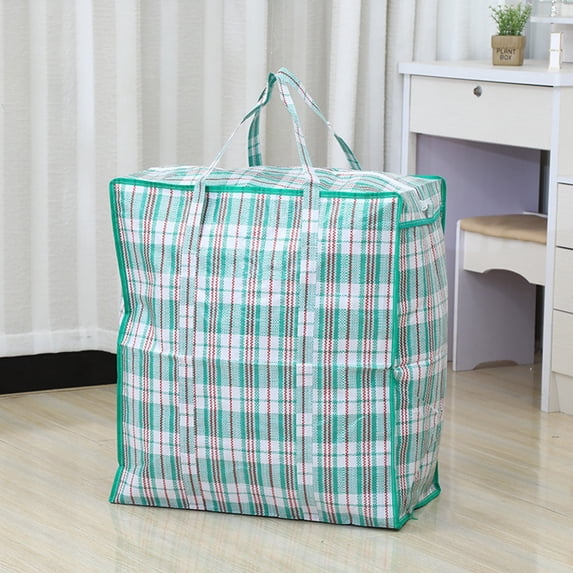 Cozival Large Capacity Waterproof Storage Bag,Plastic Checkered Laundry Bag with Zipper & Handles - Reinforced Seams, See-Through Window, for Moving, Travel & Seasonal Storage, Checkered Laundry Bag