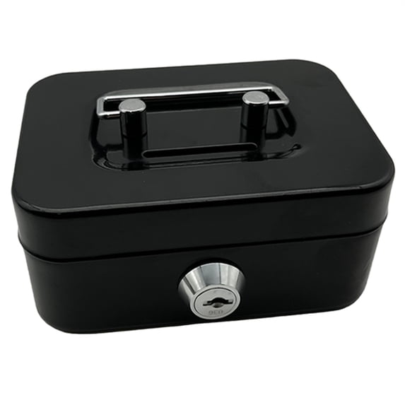 Cozival Lock Box with Key, Small Metal Storage Chest for Cash, Jewelry, and Valuables, Secure Portable Money Box
