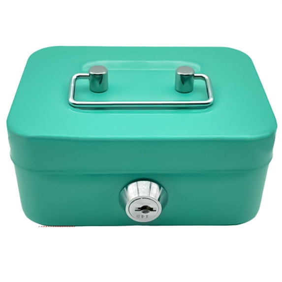 Cozival Lock Box with Key, Small Metal Storage Chest for Cash, Jewelry, and Valuables, Secure Portable Money Box