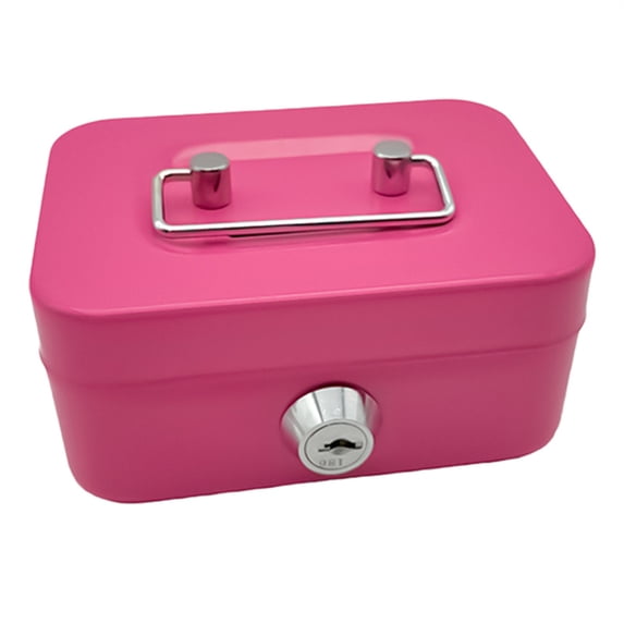 Cozival Lock Box with Key, Small Metal Storage Chest for Cash, Jewelry, and Valuables, Secure Portable Money Box
