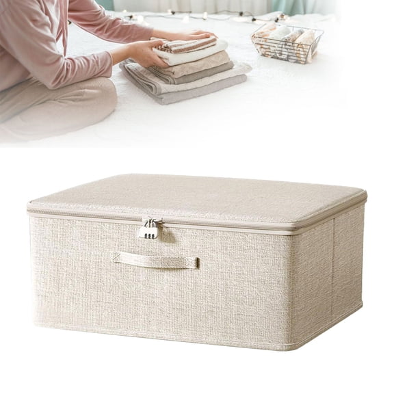 Cozival Lockable Fabric Clothing Storage Box - Lid Organizer with Lock for Clothes & Toys - Breathable & Foldable for Closet & Dorm - Keeps Valuables Secure & Dust-Free, Foldable Clothing Organizer