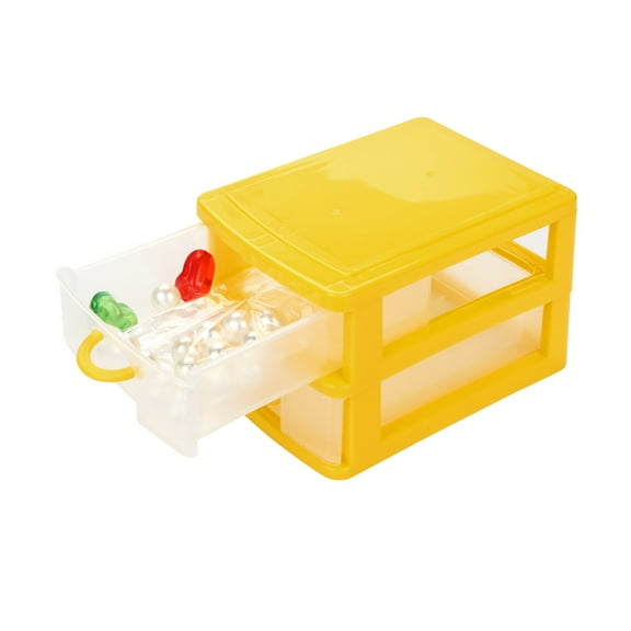 Cozival Mini Drawer Organizer, 4-Layer Mini Desktop Drawer Organizer - Small Parts Storage Case for Crafts, Office Supplies, Makeup, Small Parts Storage, Yellow