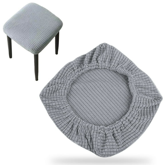 Cozival Non-Slip Seat Protector, Stool Cover - Non-Slip Square Seat Cover for Wedding/Bar/Hotel, Vanity Stool & Dining Chair Protector, Durable Stretchable Fabric, Stool Cover, Grey