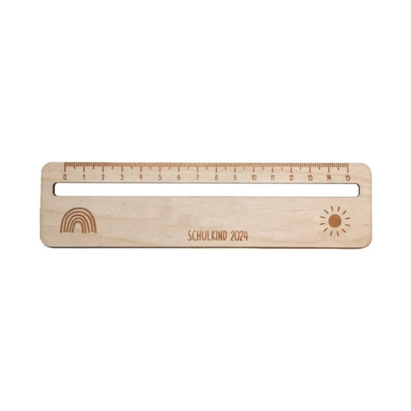Cozival Personalized Wooden Ruler, 12 Inch Dual-Scale Measuring Tool with Name Engraving for Classroom, Natural Wood