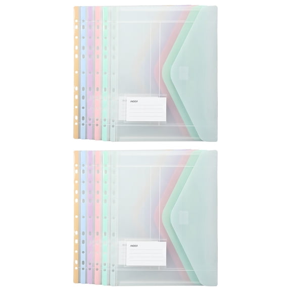 Cozival Plastic Expanding File Pockets, 12 Pack Letter Size Top-Loading Envelopes with 11 Holes for 2/3/4 Ring Binders, Clear