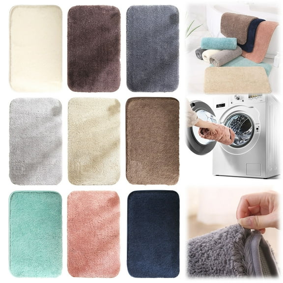 Cozival Plush Bathroom Mat, Super Soft Fuzzy Bathroom Mat, Extra Thick Plush Absorbent Rug for Bathroom, Kitchen, Pool Floor, Non-Slip, 24X16 Inch, Shaggy Rug Mat, A
